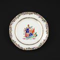 Chinese export porcelain armorial dinner plate, English or Scottish Market, Qianlong, circa 1770-80