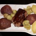 Sanglier , poire sauce au vin 