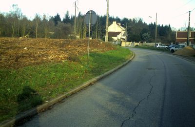 La route départementale en bordure du futur