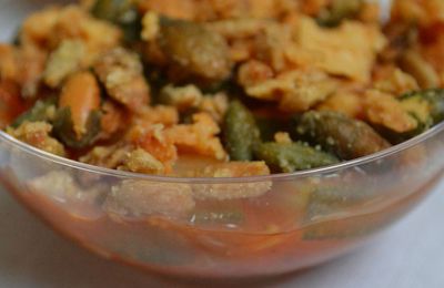 Ratatouille, féta et crumble aux graines