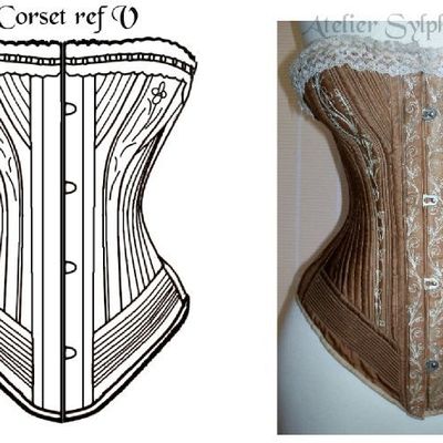 REF V Patron de corset modèle "Royal Worcester Style99" à 12 piéces X2 baleiné et cordé