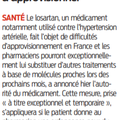 Difficultés d'approvisionnement du Losartan