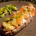 Tartine au Chèvre frais, Lamelles de Légumes et Graines de Lin