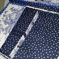 Mallette bleue marine et toile de jouy