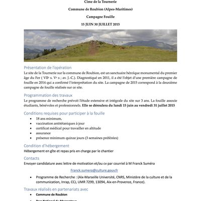 Offre de stage: Cime de la Tournerie, Roubion