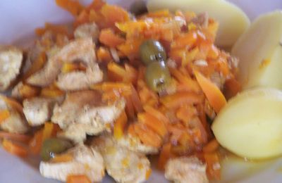 Poulet aux carottes et olives