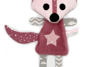 Doudou renard mauve gris