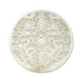 A Ming imperial white jade circular 'dragon' plaque, Wanli period (1573-1619)