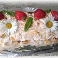 MERINGUE ROULÉE AUX FRAISES ET CHAMALLOWS