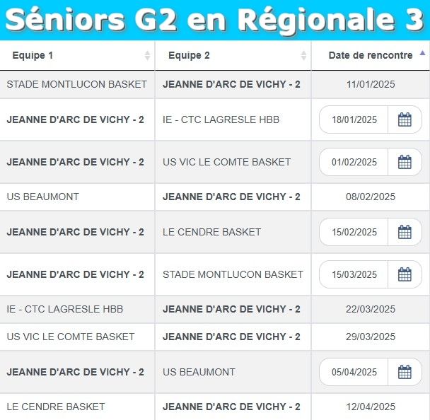Calendriers AuRA 2ème phase