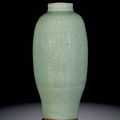A Longquan celadon carved baluster vase, Ming dynasty, 15th century