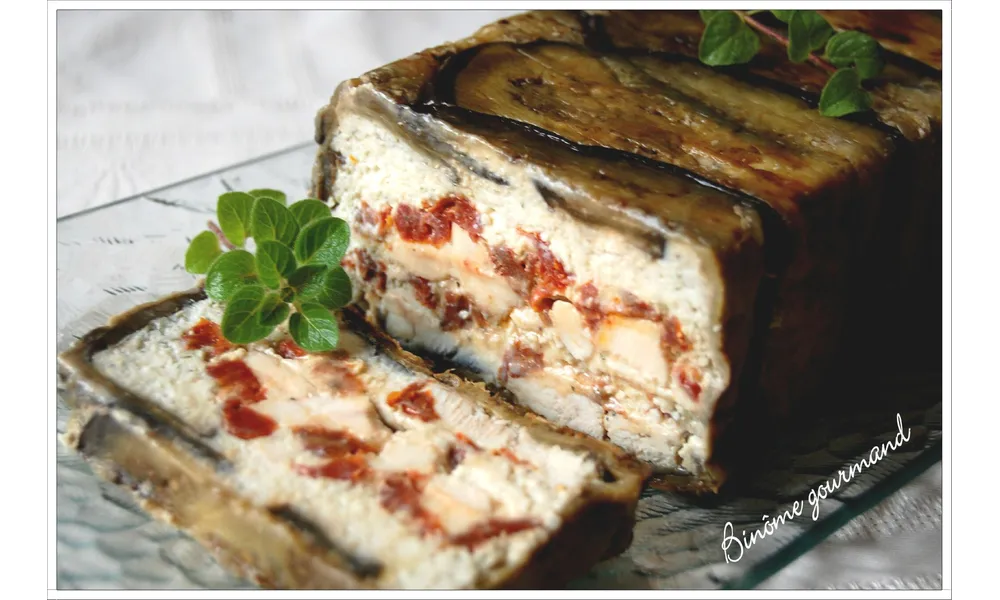 Terrine de poulet aux aubergines et tomates séchées