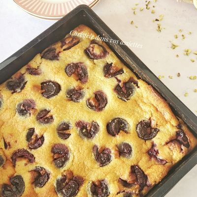 Clafoutis pistache , amande et cerises 