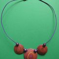 Collier fimo : ton marron, orange, violet