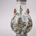 A Famille rose Landscape vase, Republic period (1912-1949)