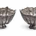 A pair of silver bracket-lobed floriform stem bowls, China, Southern Song-Yuan dynasty (1127-1368)