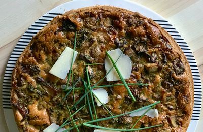 Quiche aux champignons avec pâte à la farine de châtaigne