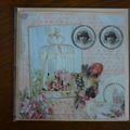 CARTE FLEURS EN CAGE ET COLLIER DE PERLES