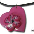 Pendentif coeur fleur rose !