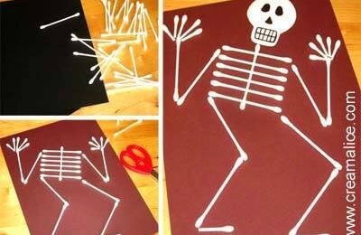 ☠ ✄ Carte Squelette Cotons Tiges / DIY Q-tip Skeleton ✄ ☠