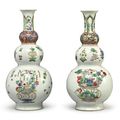 Two famille-verte triple gourd vases, Qing dynasty, Kangxi period (1662-1722)