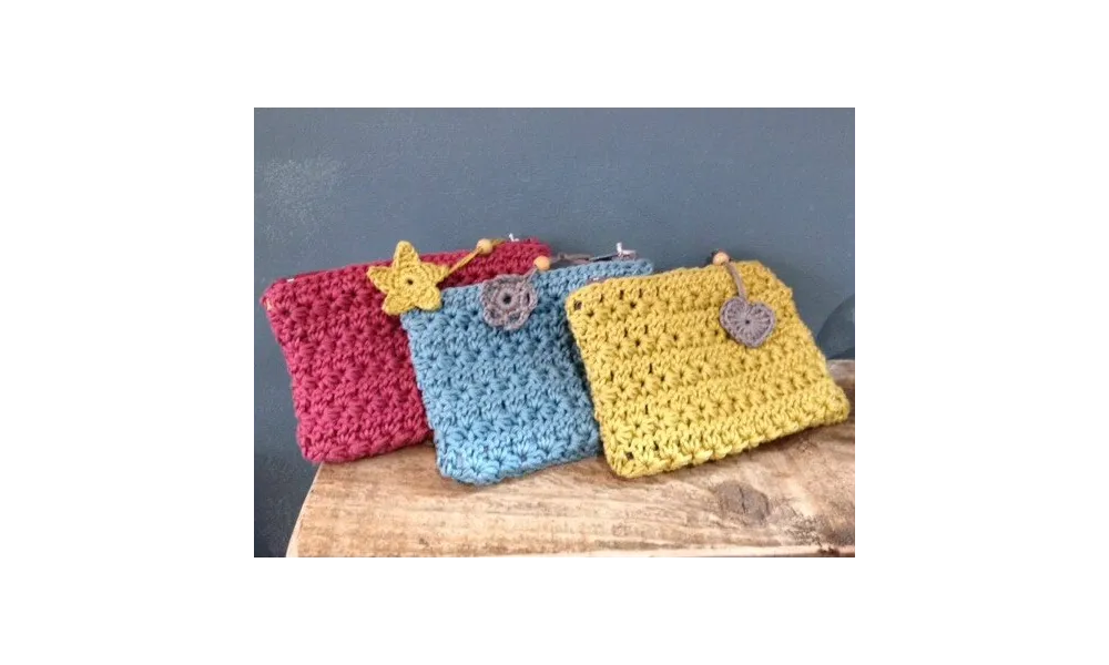 Mes petites pochettes crochetées en étoiles...