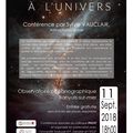Conférence du 11 septembre 2018 l'homme face à l'univers