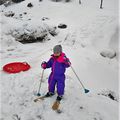 Première descente à ski dans la neige !