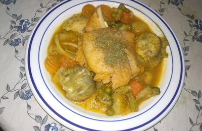 Curry de cabillaud et légumes au lait de coco