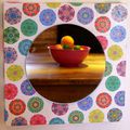 Miroir sur toile multicolore