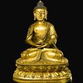 A gilt-bronze figure of Buddha, 17th-18th century