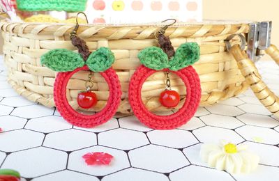 Crochet ~ mes boucles d'oreilles pomme ❤