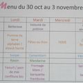 Menu du 30 octobre au 3 novembre