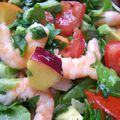 Salade saveur nectarines - crevettes - menthe