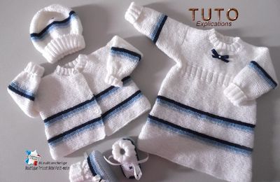 FICHE TRICOT BEBE, explications tricot TUTO, modèle layette à tricoter tricot bb