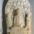 Stele with Buddha Sakyamuni and two bodhisattvas, Sui dynasty, 581 - 618 CE
