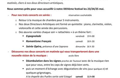 Informations sur le Festival Tautavel en Musique du 23 au 25 mai 