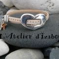 Si le coeur vous en dit... Cuir cousu blanc et fermoir passant coulissant pour un bracelet réglable et ses breloques étoiles arg