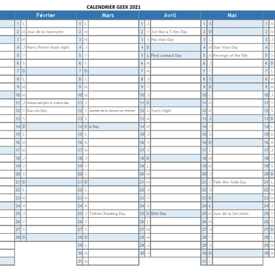 Calendrier de l'avent jour 23 : Calendrier des fêtes geeks