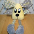 Doudou souris jaune gris - personnalisé