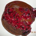 Gâteau mi cuit au chocolat, coeur passion-framboise...