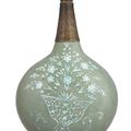 A Safavid soft-paste porcelain bottle, Kirman, South East Iran, 17th century
