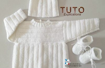 TUTO tricot bb FACILE et PREMA BOUTIQUE bebe modele layette bébé et patron a tricoter Explications brassière, bonnet, chaussons