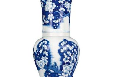 A blue and white 'Prunus' yenyen vase. Qing dynasty, Kangxi period
