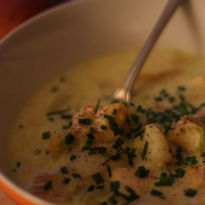 Smoked haddock and leek chowder 