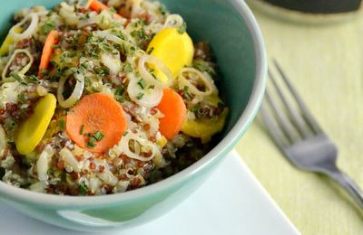 Quinori aux légumes racines & crème de poireau au neufchâtel