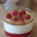Panna cotta vanille sur coulis de framboise et gelée de miel au thym