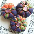 ♥ MARILIS ♥ Broche textile japonisante fleurs potirons - Les Yoyos de Calie