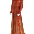A Maria Gallenga stencilled persimmon velvet medieval inspired gown, 1920s