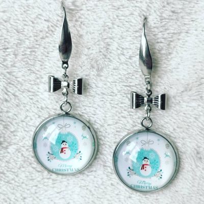 Boucles d'oreilles cabochons Snowman